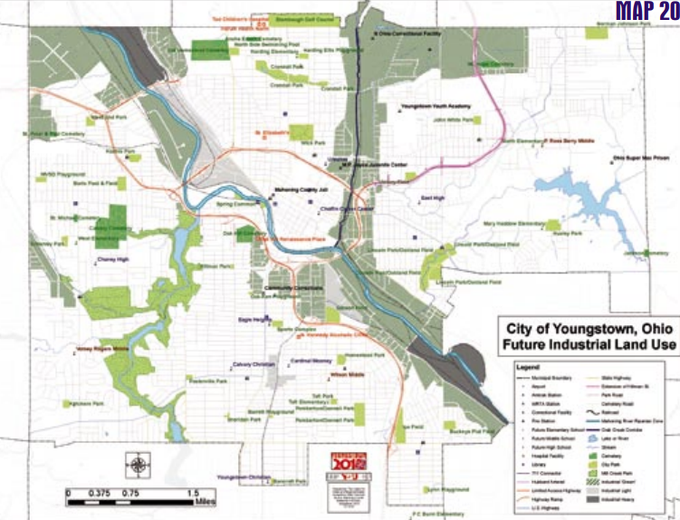 Youngstown 2010 Plan Map 20 - Future Industrial Land Use