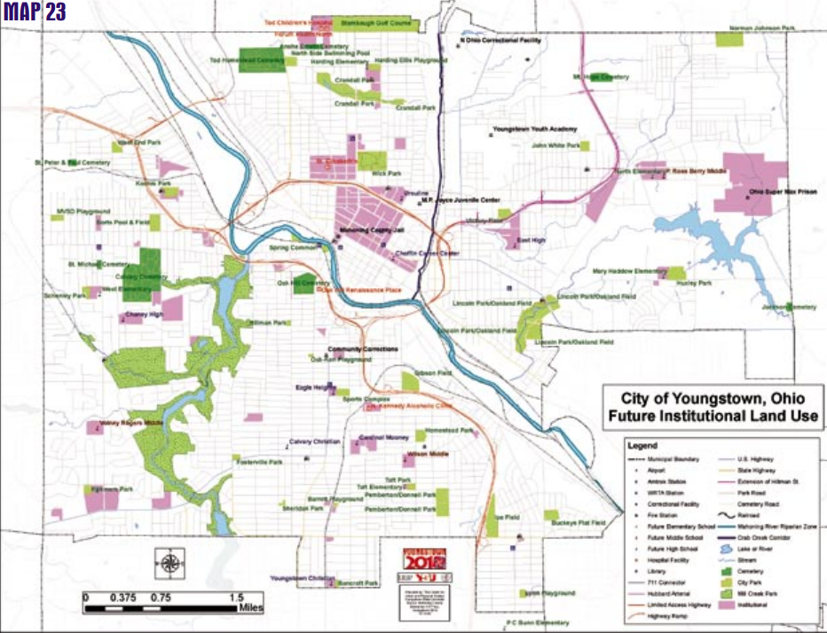 Youngstown 2010 Plan - Map 23 Future Institutional Land Use
